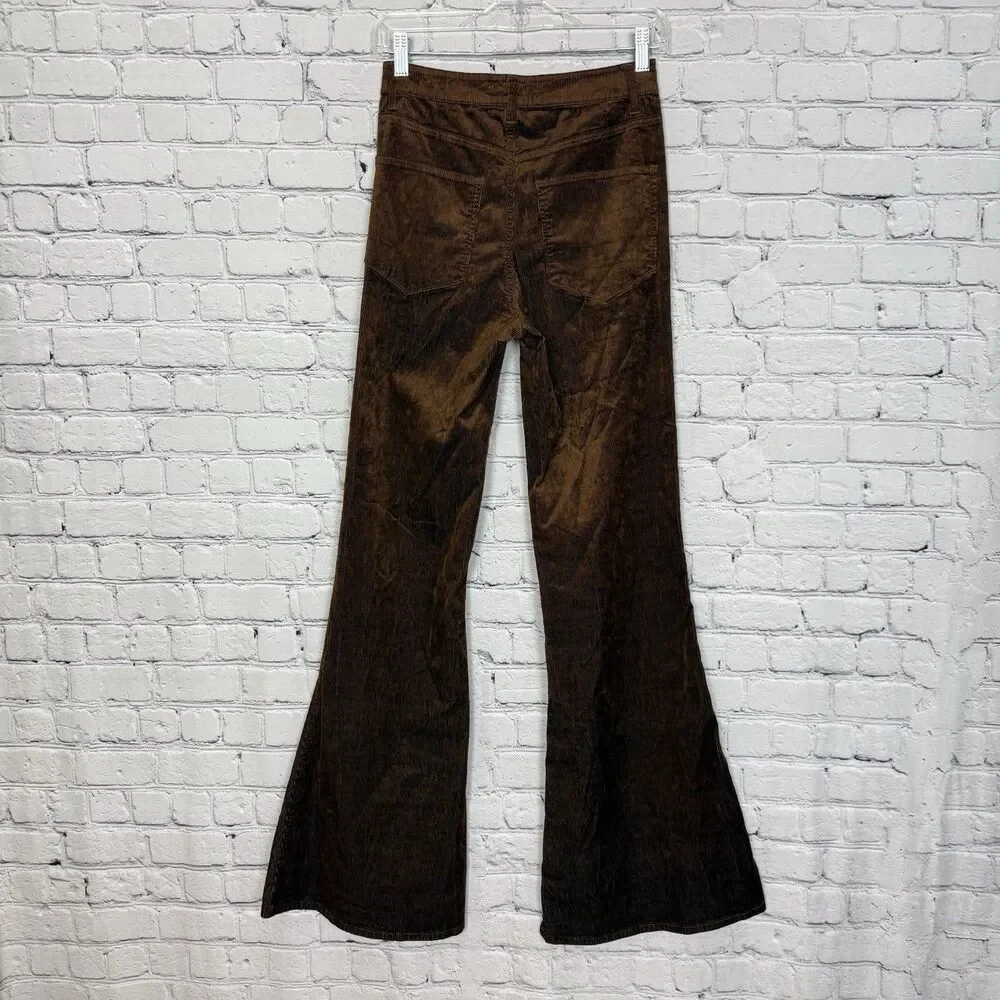 Paige Charlie Corduroy Flare Pants In Maple Brown Womens 26 Boho Western Chic
